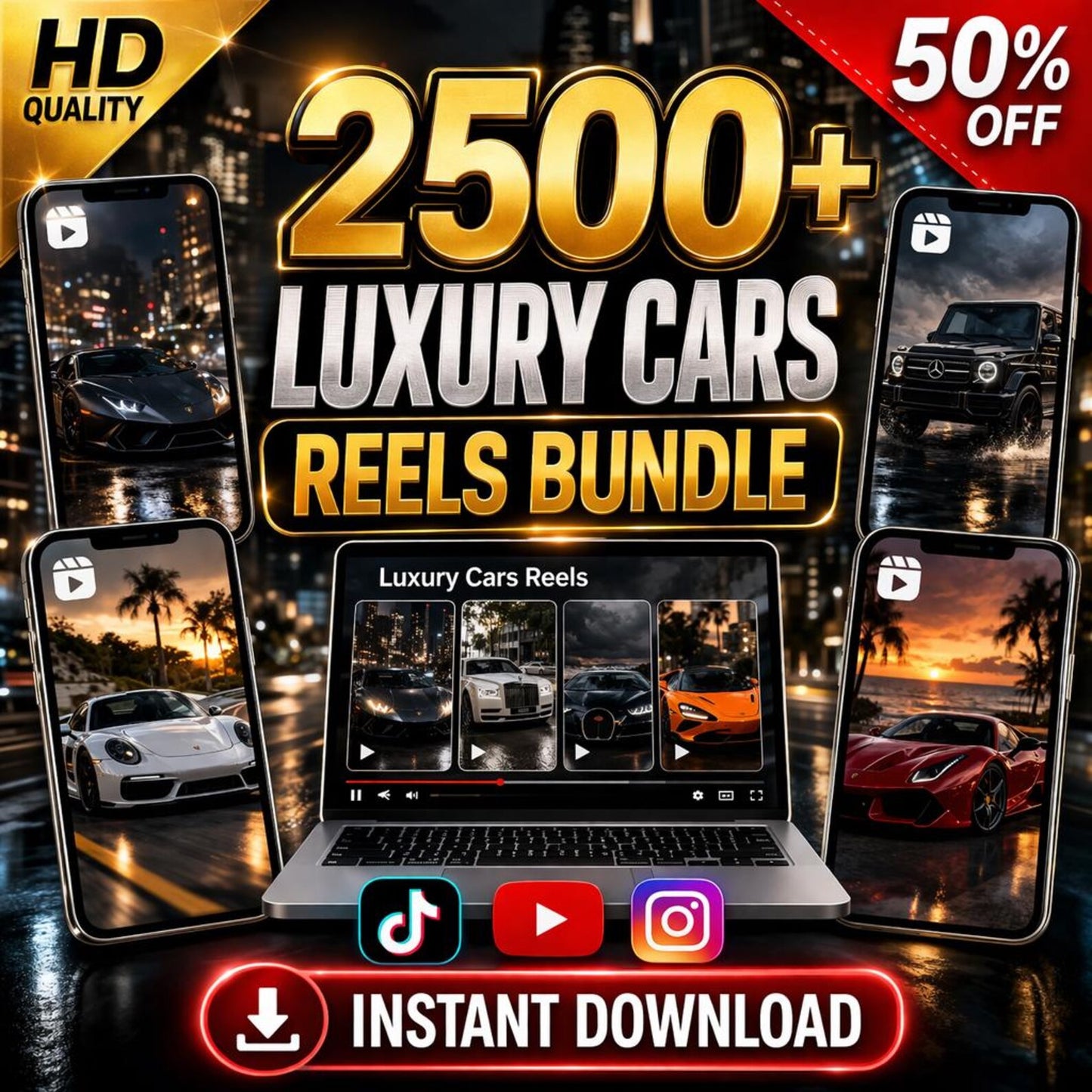 2500 Luxury Cars Reels Bundle