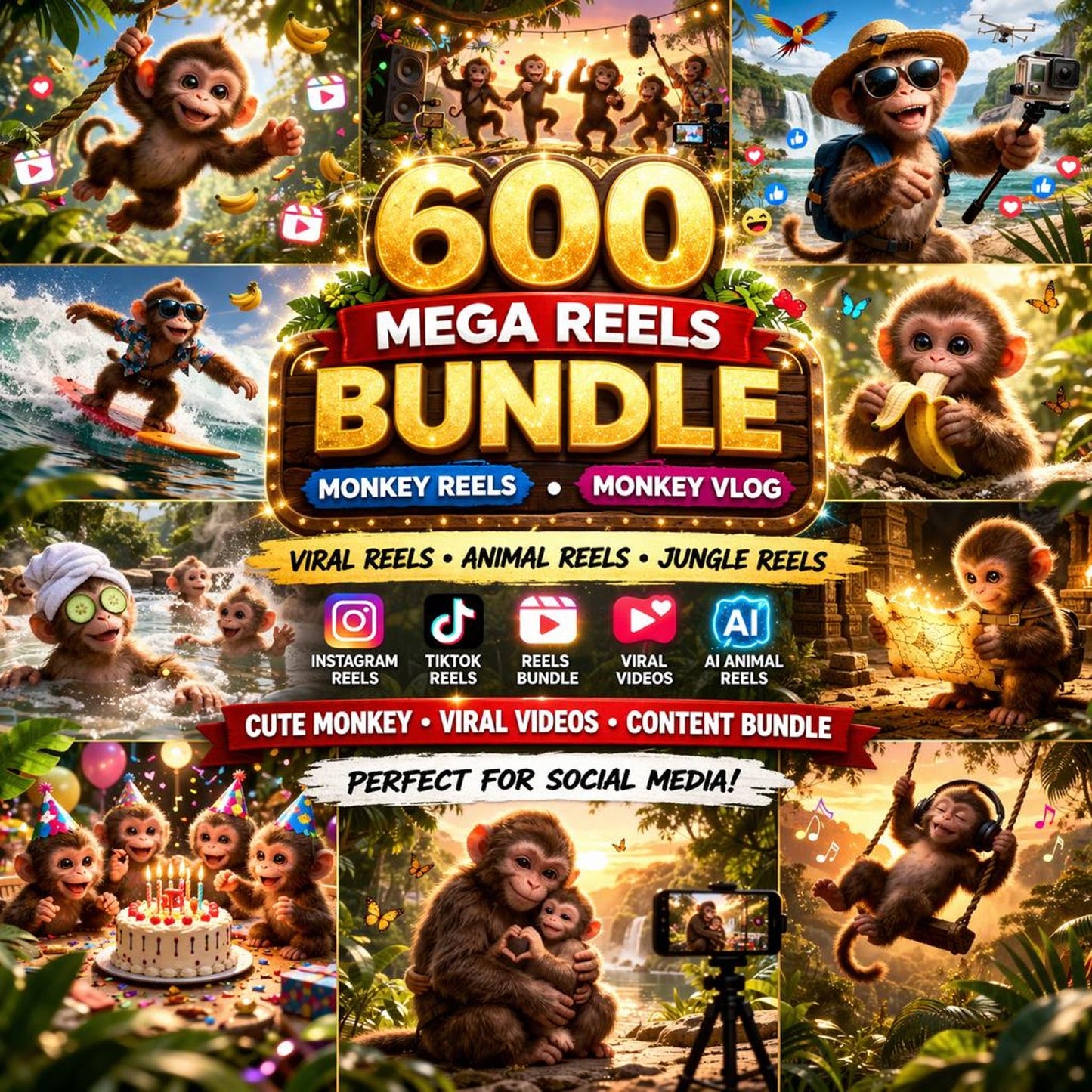 600 Monkey Vlog Reels Bundle