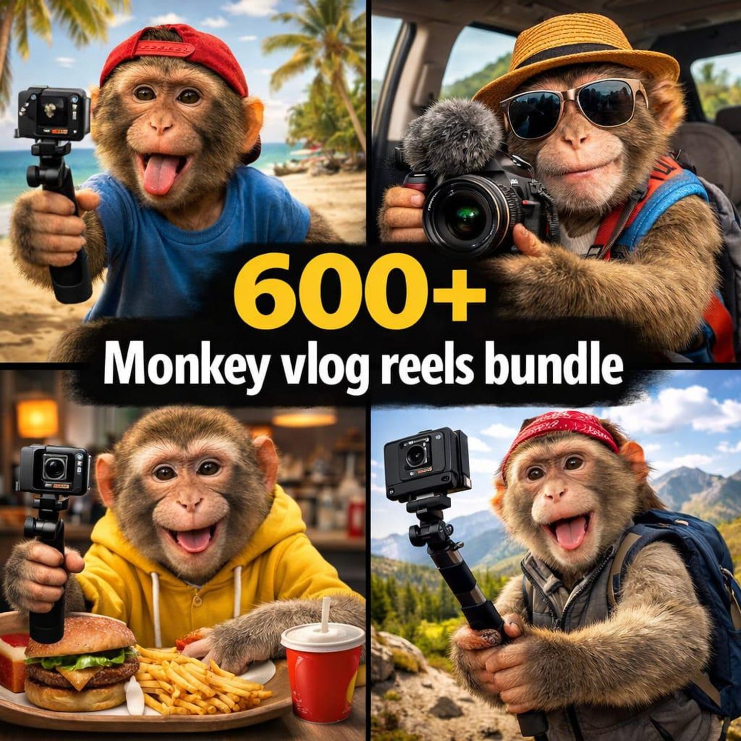 600 Monkey Vlog Reels Bundle