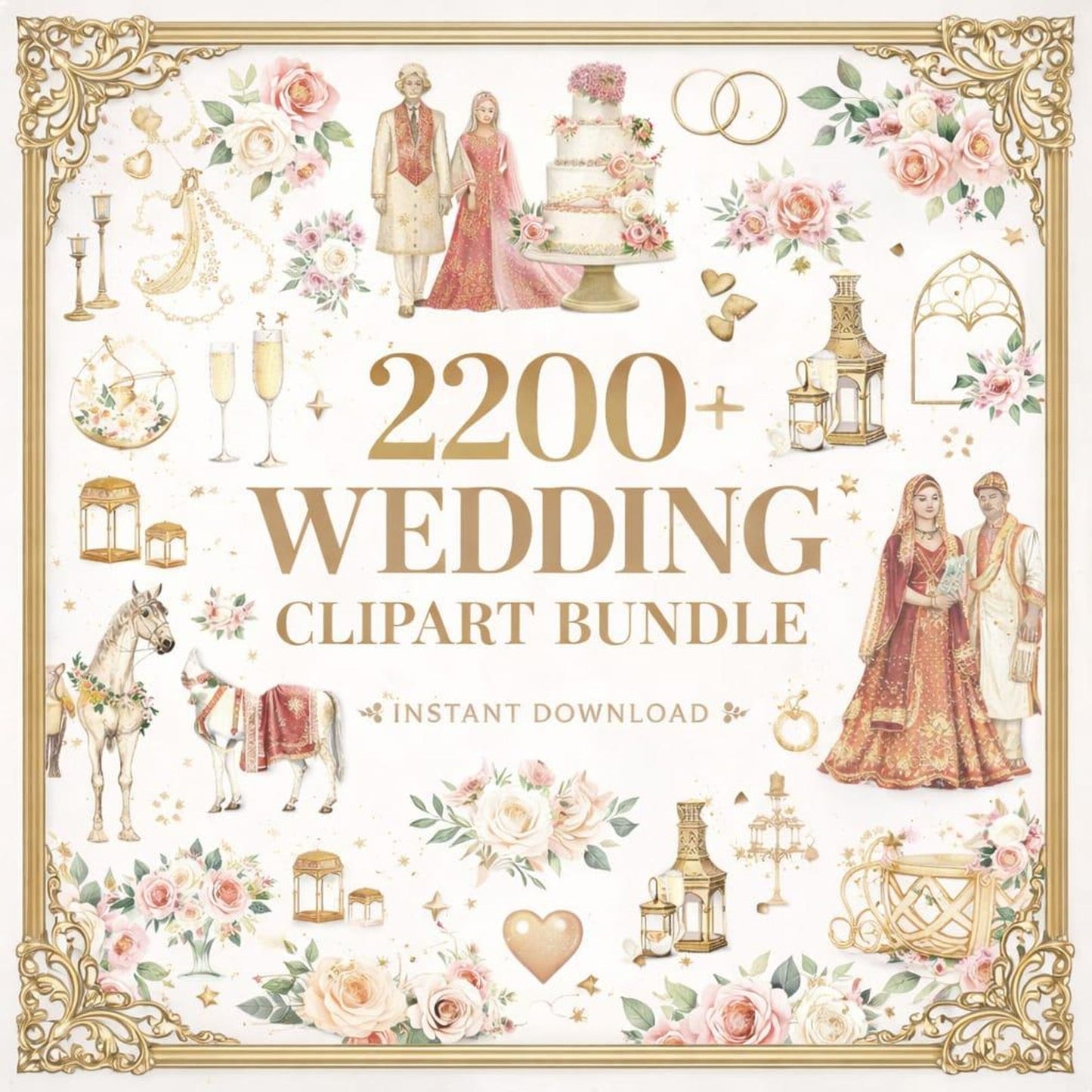 2200 Floral Wedding Clipart Bundle