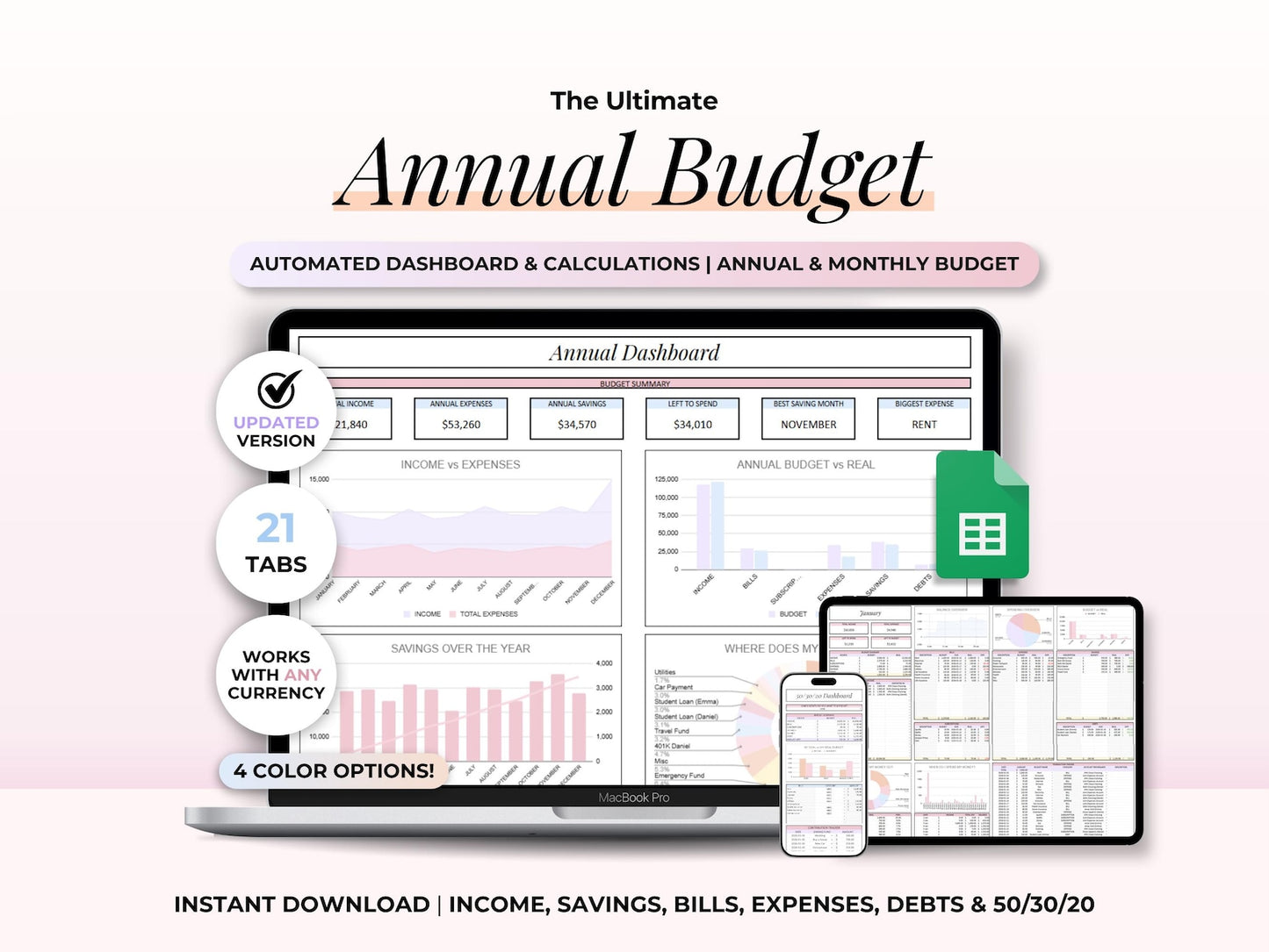 Annual Monthly Budget Spreadsheet