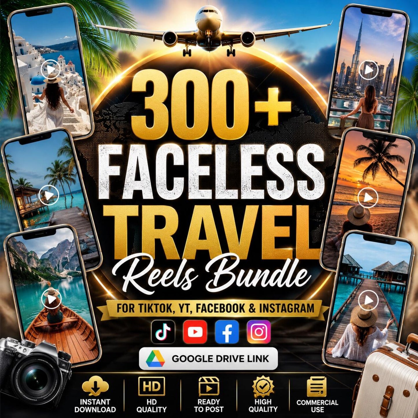 300 Faceless Travel Reels Bundle