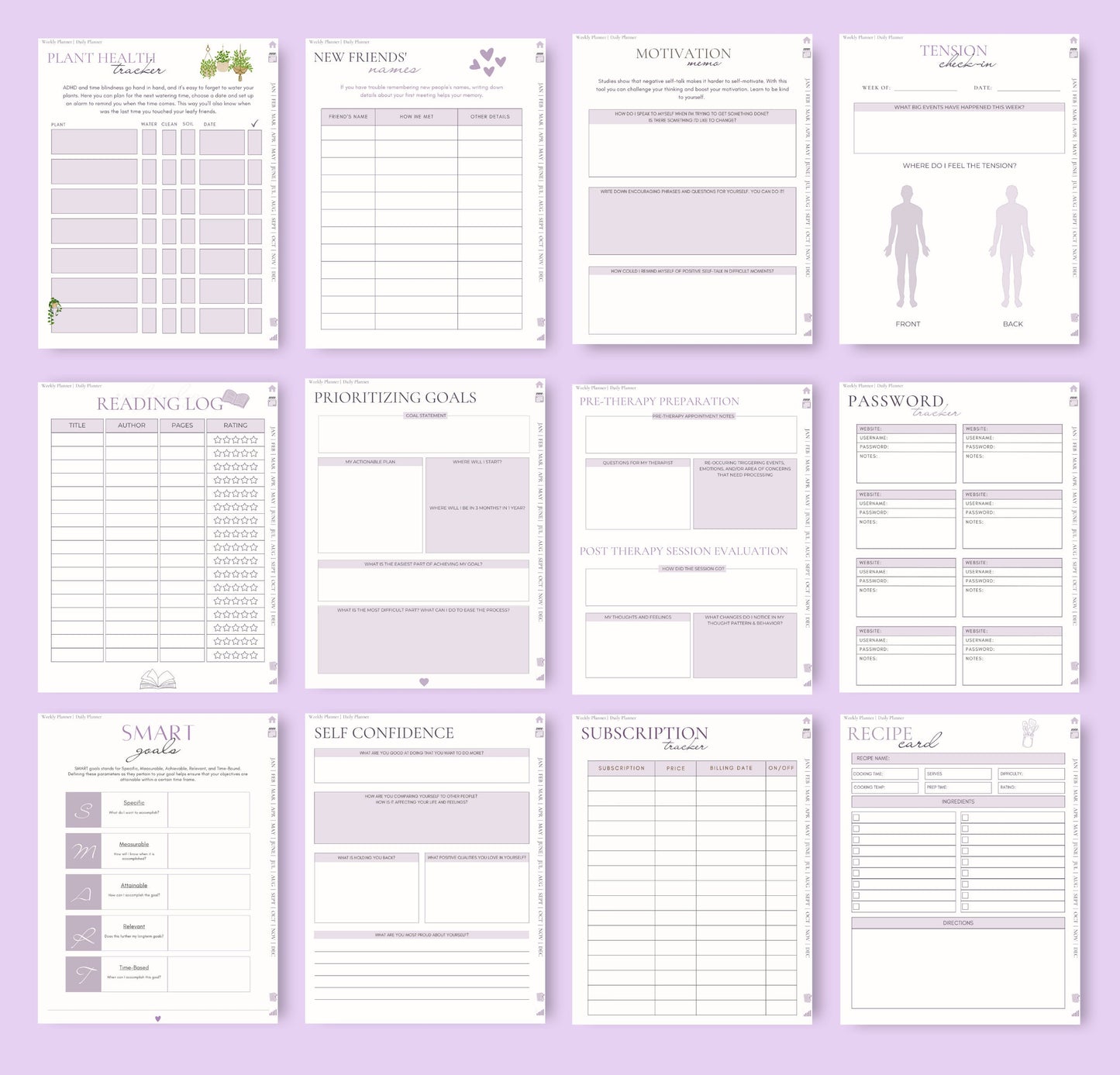 ADHD Digital Planner Undated