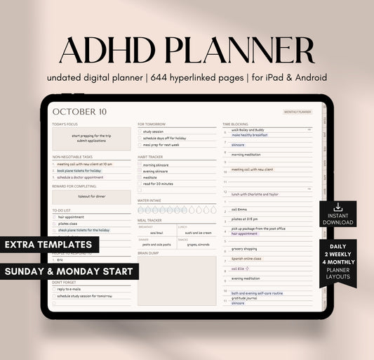 ADHD Digital Planner Undated