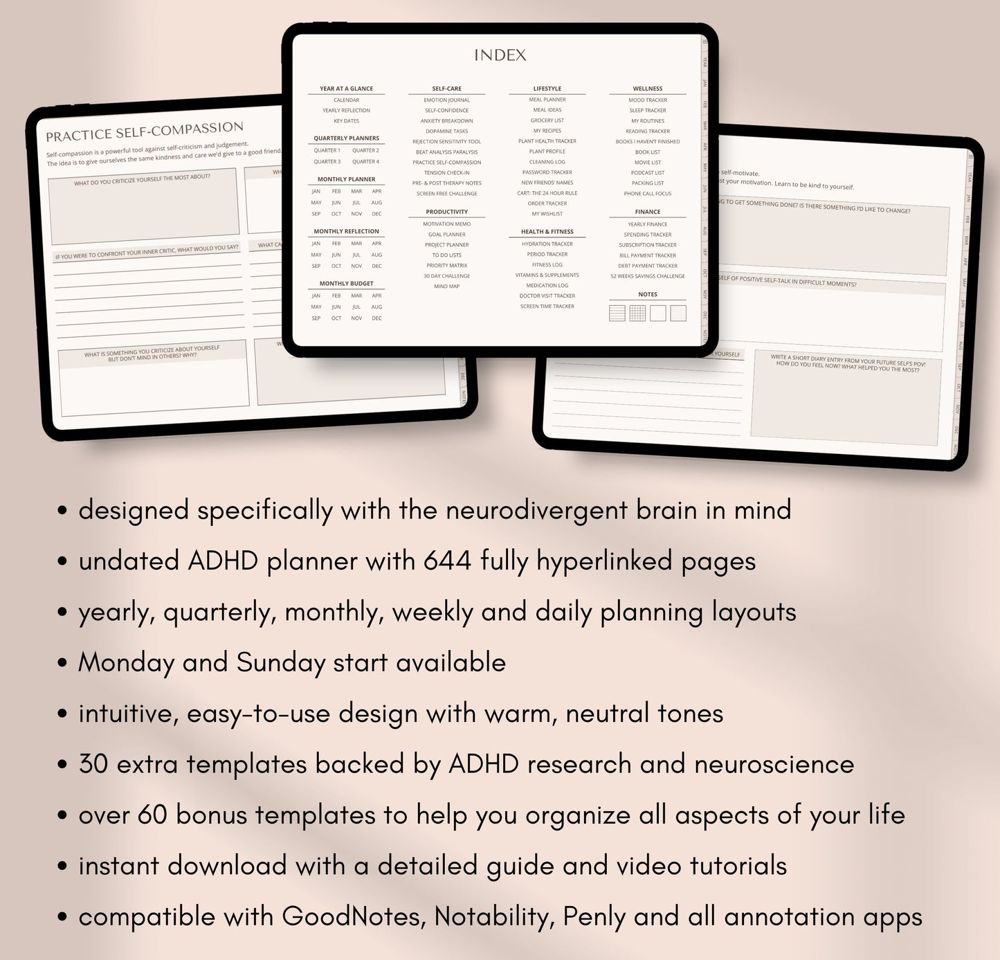 ADHD Digital Planner Undated