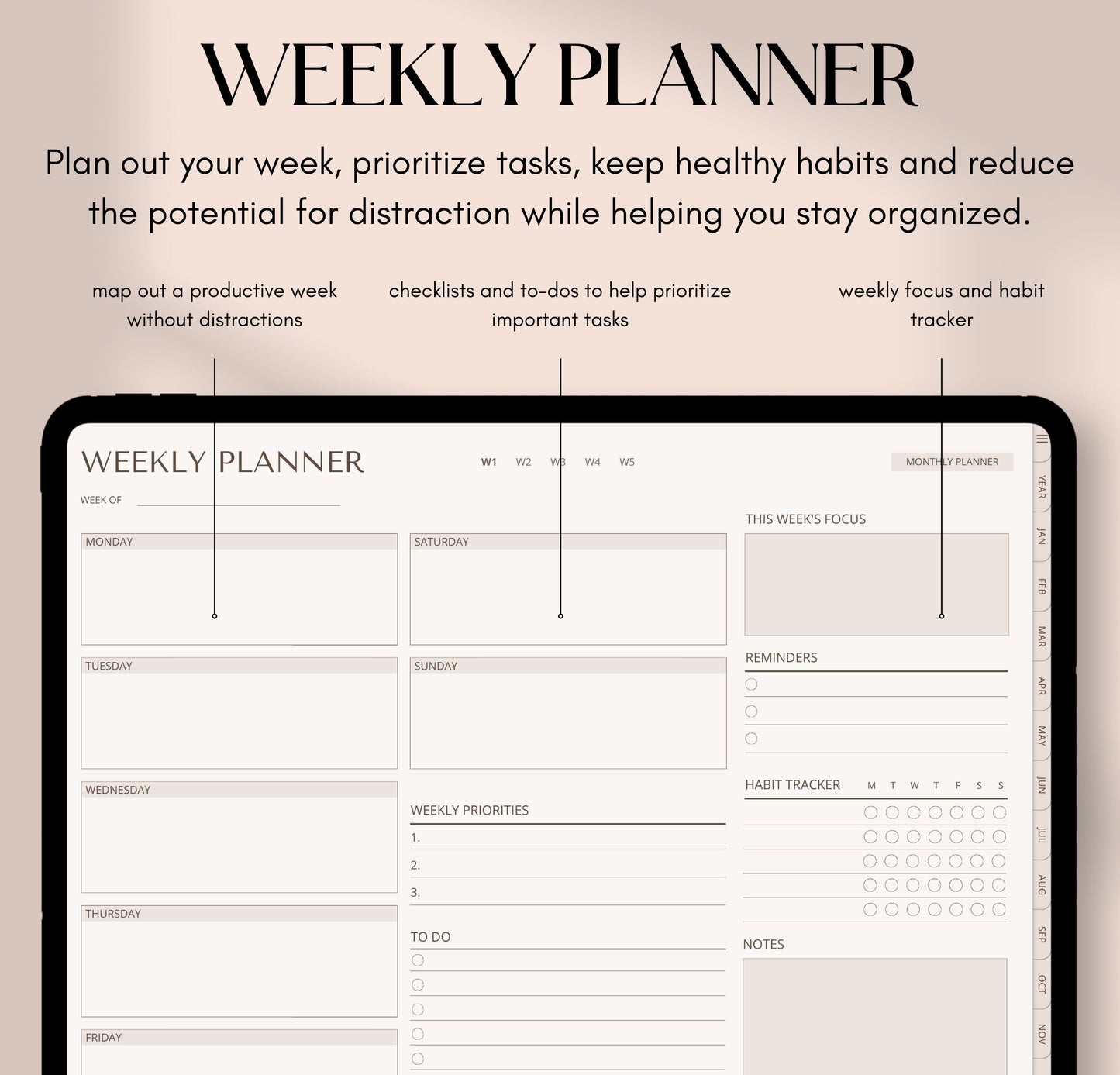 ADHD Digital Planner Undated