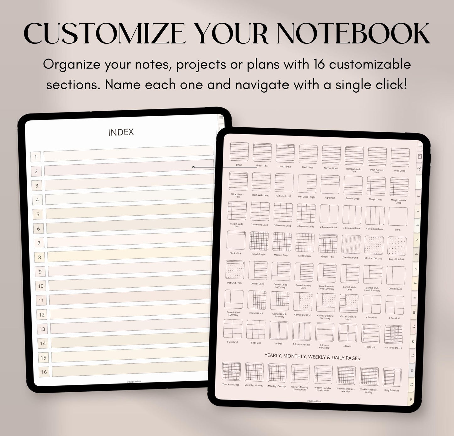 Digital Notebook with Tabs for GoodNotes