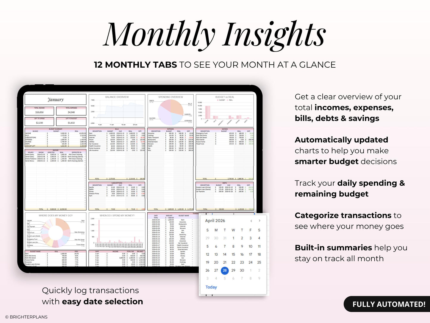 Annual Monthly Budget Spreadsheet